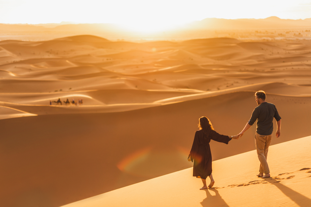 two Couples In Merzouga Dessert